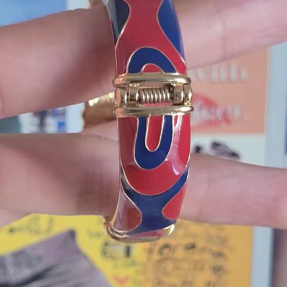 Vintage KJL red/blue enamel bracelet - Picture 5 of 8